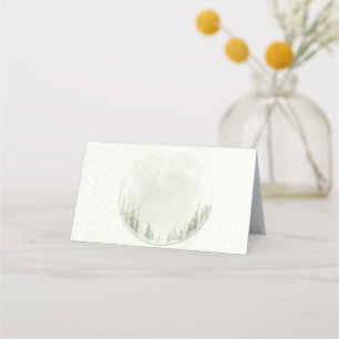 Watercolor Rustic forest pine trees place Card