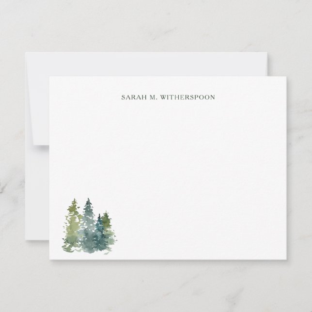 Watercolor Rustic Forest Stationery Note Card (Front)