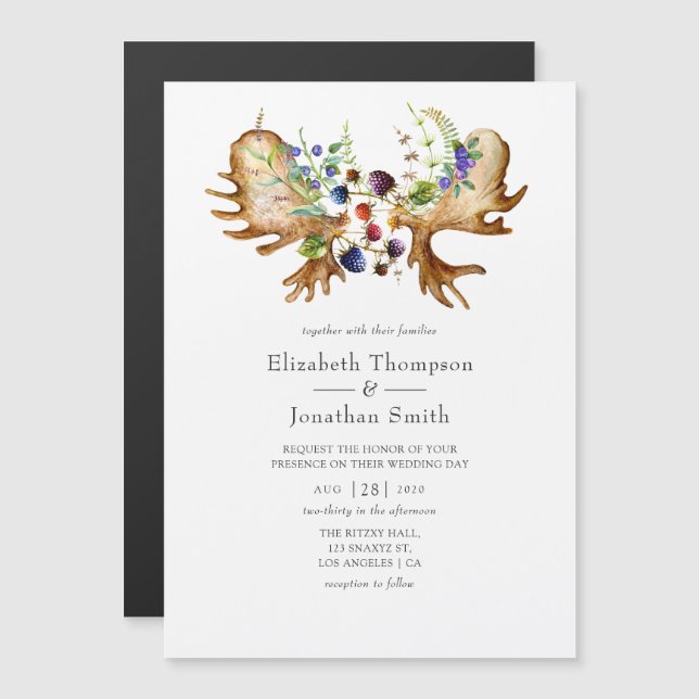 Watercolor Rustic Forest Wedding Magnetic Invitation (Front/Back)