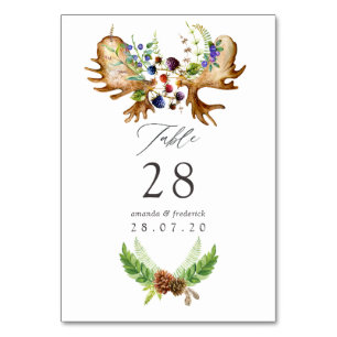 Watercolor Rustic Forest Wedding Table Number