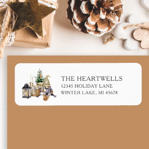 Watercolor Rustic Gnome Christmas Return Address
