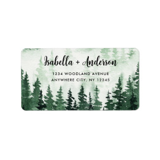 Watercolor Rustic Green Forest Return Address Label