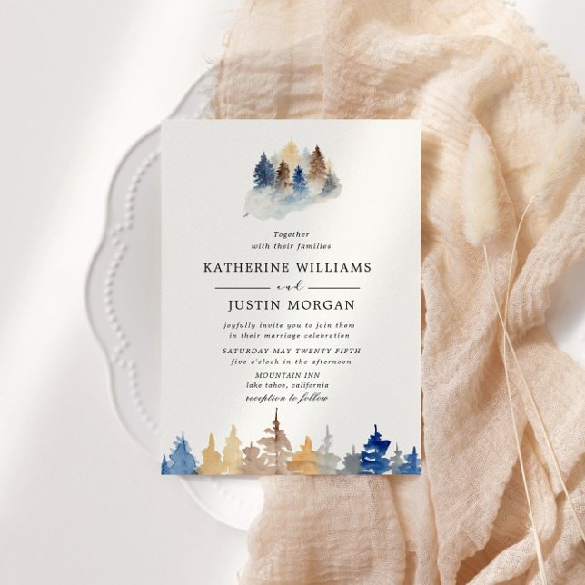 Watercolor Rustic Mountain Wedding Invitation (Creator Uploaded)
