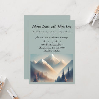 Watercolor Rustic Mountain Wedding Invitation