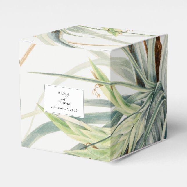 Watercolor Rustic Neutral Boho Botanical Wedding Favor Box (Front Side)