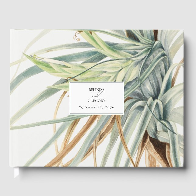 Watercolor Rustic Neutral Boho Botanical Wedding Guest Book (Front)