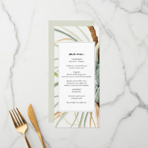 Watercolor Rustic Neutral Boho Botanical Wedding Menu