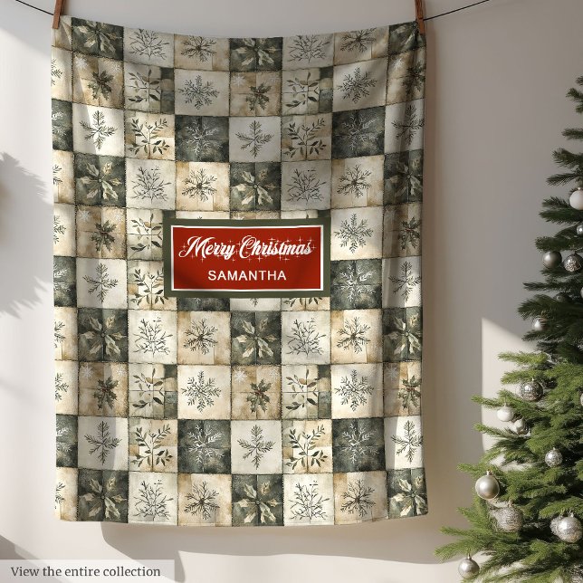 Watercolor Rustic Neutral Muted Colours Patchwork Fleece Blanket (Watercolor Rustic Neutral Muted Colors Patchwork Fleece Blanket)