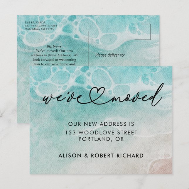 Watercolor Rustic New Address Moving Announcement Postcard (Front/Back)
