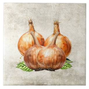 Watercolor Rustic Onion Faux Texture  Tile