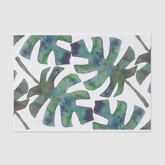 Watercolor Rustic Palm Leaves Tropical Tissue Paper (Front)