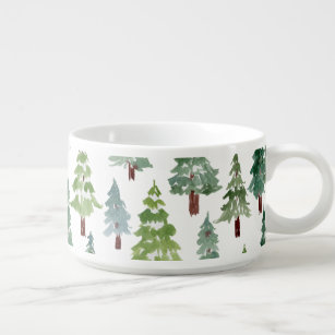 Watercolor Rustic Pine Forest Pattern Winter   Bowl
