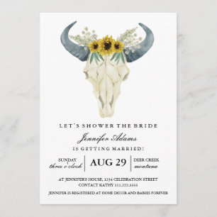 Watercolor Rustic Rodeo   Bridal Shower Invitation