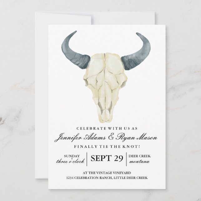 Watercolor Rustic Rodeo | Wedding Invitation (Front)