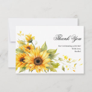 Watercolor Rustic Sunflower Bridal Shower Thank You Card