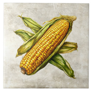 Watercolor Rustic Sweet Corn Faux Texture  Tile