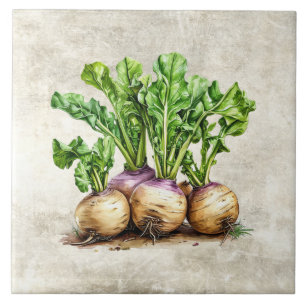 Watercolor Rustic Turnips Faux Texture  Tile