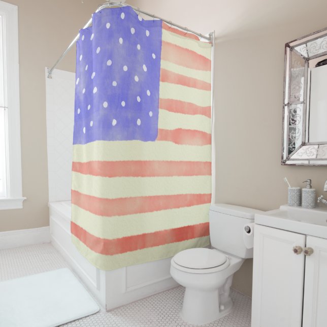 Watercolor rustic USA American flag (In Situ)