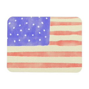 Watercolor rustic USA American flag Magnet