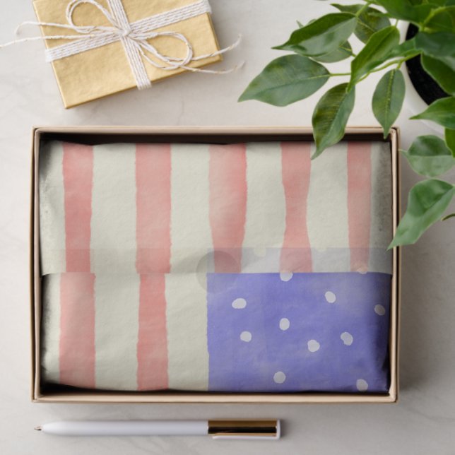 Watercolor rustic USA American flag Tissue Paper (Gift)