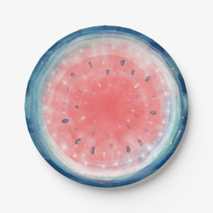 Watercolor Rustic Watermelon Party Paper Plates