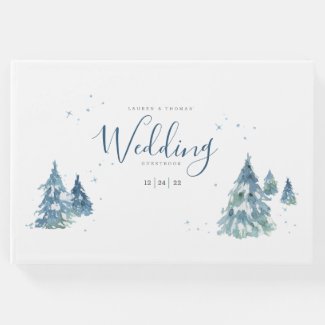 Watercolor Rustic Winter Tree Wedding Guest Book