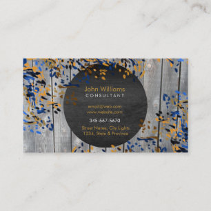 Watercolor Rustic wood Nature Paints Black Business Card