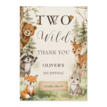 Watercolor Rustic Woodland Two Wild 2nd Birthday
