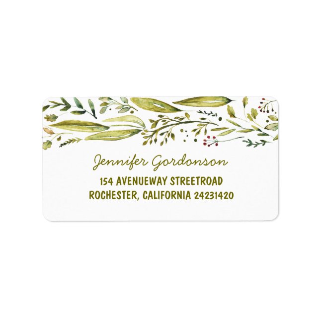WATERCOLOR RUSTIC WOODLAND WEDDING LABEL (Front)