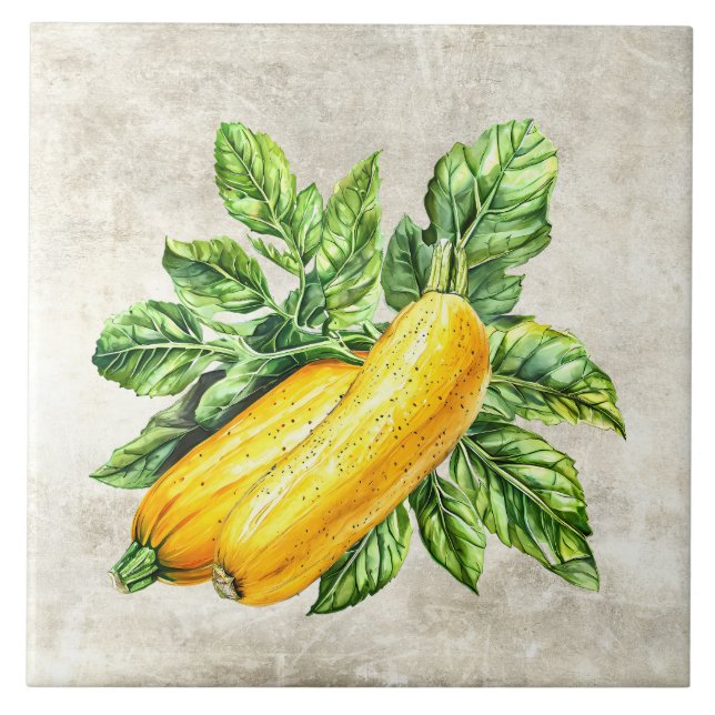 Watercolor Rustic Yellow Squash Faux Texture  Tile (Front)