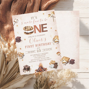 Watercolor S`more to love fall birthday party Invitation