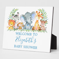 Watercolor Safari Animals Baby Shower Blue 