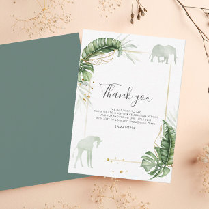 Watercolor Safari Animals Baby Shower Thank You Card