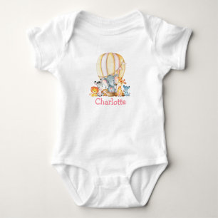 Watercolor Safari Animals Pink Air Balloon Baby Bodysuit