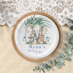 Watercolor Safari Animals Wild One Party Plates