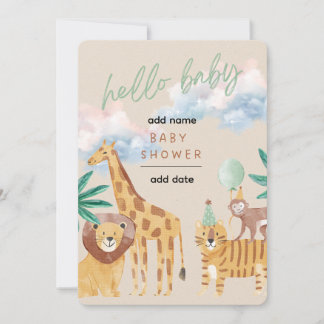 Watercolor Safari Baby Shower Invitation | Cute Ju