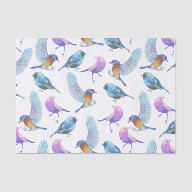 Watercolor Safari: Birds (Customizeable BG) Tissue Paper (Front)