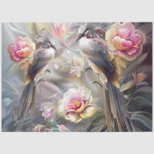 Watercolor Safari Birds Floral Ephemera Decoupage Tissue Paper