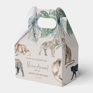 Watercolor Safari Calling All Animals Birthday Favor Box
