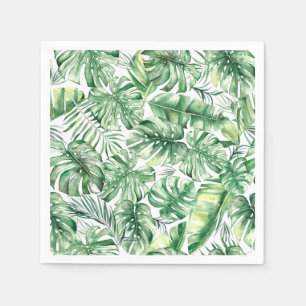 Watercolor Safari Foliage Pattern Kids Birthday Napkin