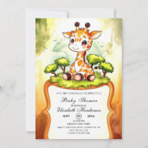 Watercolor Safari Giraffe Baby Shower