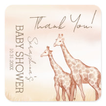Watercolor Safari Giraffe Baby Shower Thank You