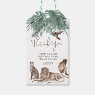Watercolor Safari Party Animals Birthday Thank You Gift Tags