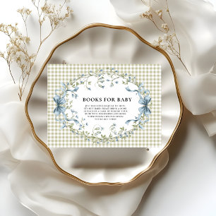 Watercolor Sage Gingham squirrel Books for Baby Enclosure Card