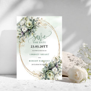 Watercolor Sage Green Botanical Save The Date