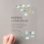 Watercolor Sage Green Eucalyptus Branches Wedding  Acrylic Invitations<br><div class="desc">Embrace the serene beauty of nature with our customizable acrylic wedding invitation featuring soft, watercolor eucalyptus branches. This elegant design combines the sleek, modern appeal of clear acrylic with hand-painted eucalyptus greenery, creating a sophisticated and timeless invitation for your wedding day. This eucalyptus wedding invitation is ideal for garden, rustic,...</div>
