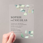 Watercolor Sage Green Eucalyptus Branches Wedding  Acrylic Invitations<br><div class="desc">Embrace the serene beauty of nature with our customizable acrylic wedding invitation featuring soft, watercolor eucalyptus branches. This elegant design combines the sleek, modern appeal of clear acrylic with hand-painted eucalyptus greenery, creating a sophisticated and timeless invitation for your wedding day. This eucalyptus wedding invitation is ideal for garden, rustic,...</div>
