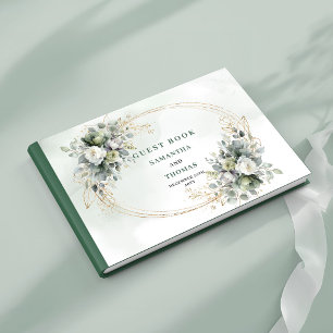 Watercolor Sage Green Foliage Wedding Guest Book