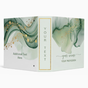 Watercolor Sage Green Gold Your name & Profession Binder