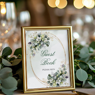 Watercolor Sage Green Guest Book Tabletop Sign